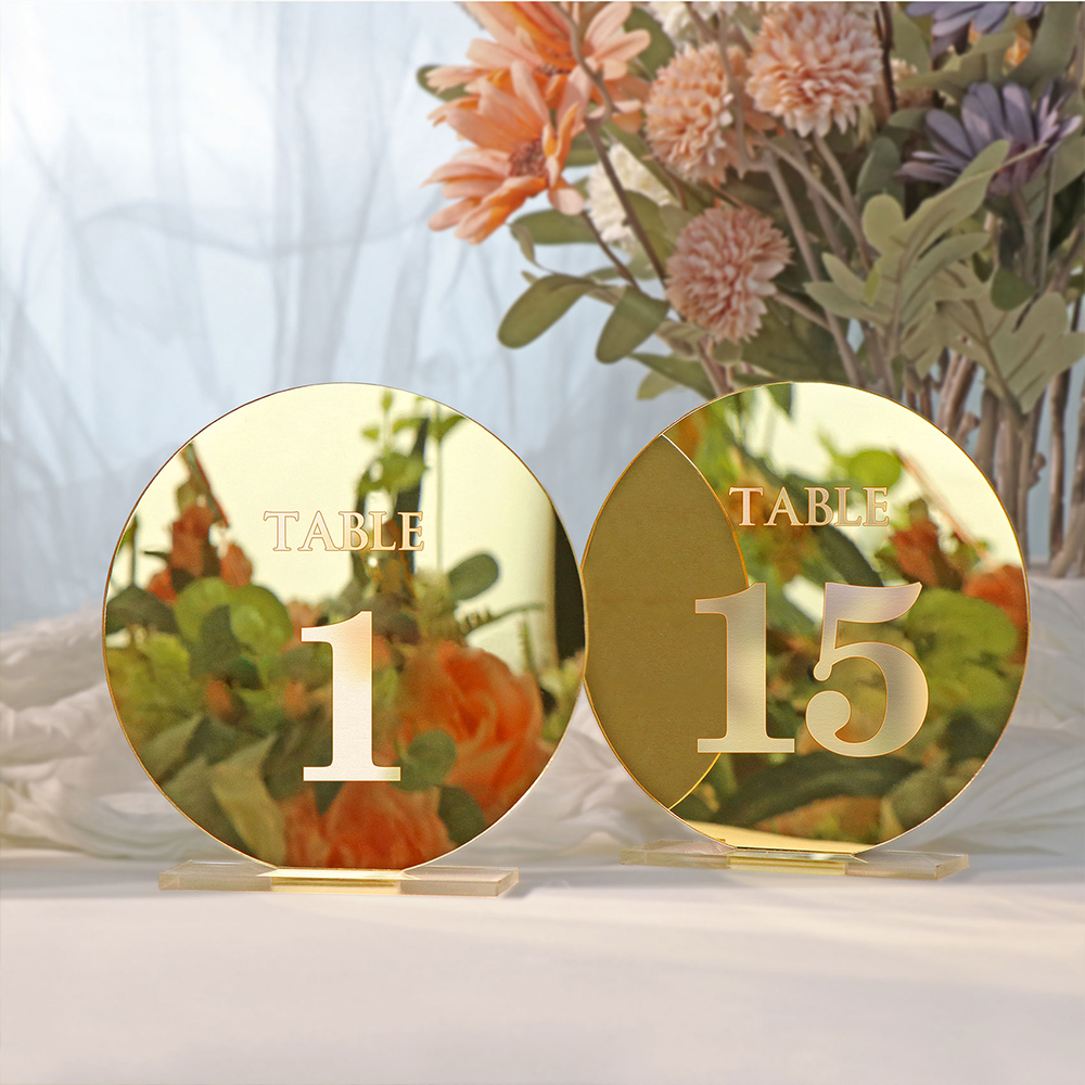 Table Number Gold - 아크릴 웨딩 테이블 번호 표시, 결혼식