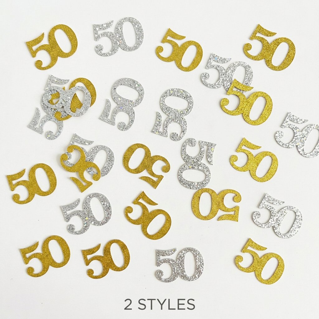Table Number Gold - 120개 50번째 생일 콘페티 골드 &