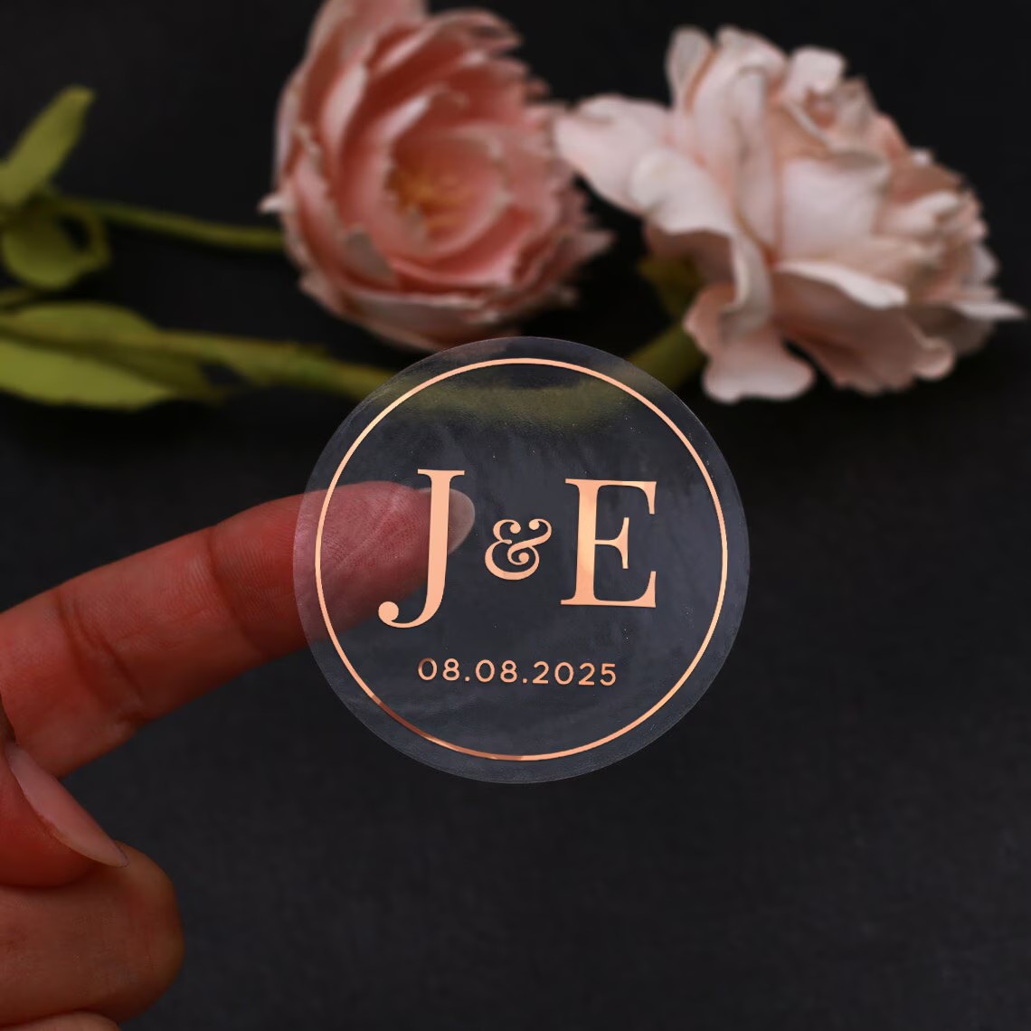 투명 식물성 웨딩 스티커, 맞춤형 금박 봉투 씰, 모노 - Wedding Envelopes 리뷰 및 가격
