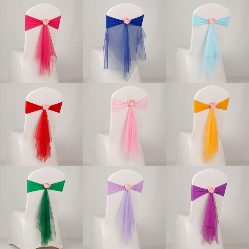 오간자 의자 장식 리본 1개, 꽃무늬 스판덱스 오간자  - Chair Sash Organza 리뷰 및 가격