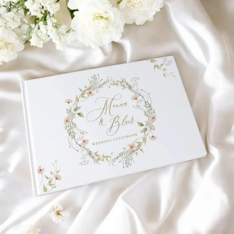 흰 꽃과 개인화 된 결혼식 방명록 Dermatfor 장 - Personalized Guest Book 리뷰 및 가격