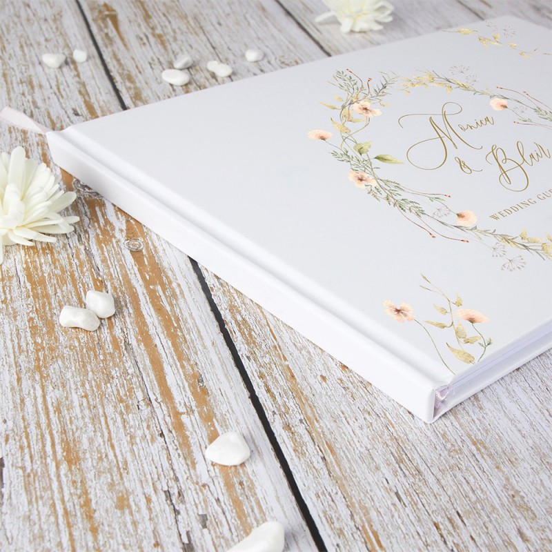 흰 꽃과 개인화 된 결혼식 방명록 Dermatfor 장 - Personalized Guest Book 리뷰 및 가격