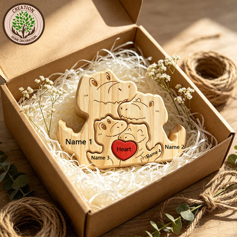 맞춤형 이름 각인 수제 나무 공룡 가족 퍼즐 레이저 각 - Wedding Souvenir 리뷰 및 가격
