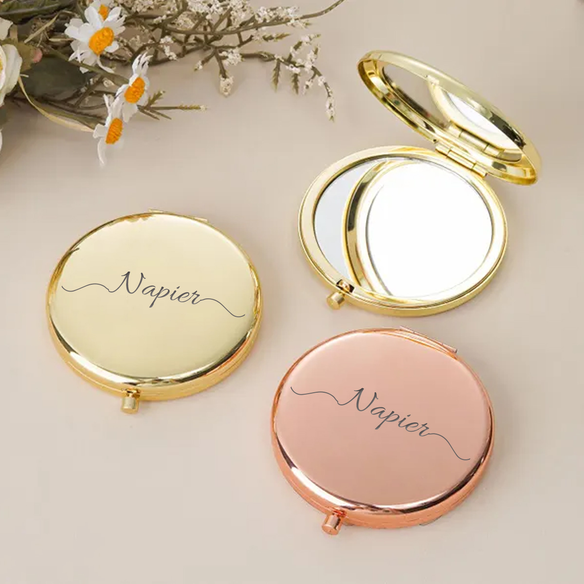 1pc 러블리 네이피어 예시 맞춤형 텍스트 접이식 거울 - Wedding Souvenir 리뷰 및 가격